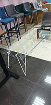 Журнальний столик С-185 прозорий Vetro Mebel 120*60*45(Н), скло + білий метал