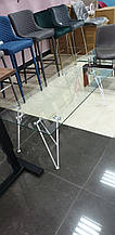 Журнальний столик З-185 прозорий Vetro Mebel 120*60*45(Н), скло + білий метал