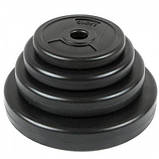 Блін (диск) для штанги або гантелей 5 кг бітумний ( з пластиковим покриттям для дому ), фото 2