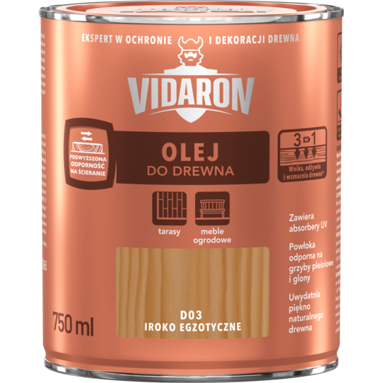 Олія для деревини Vidaron 0.75 л ІРОКО ЕКЗОТИЧНЕ D03, фото 1