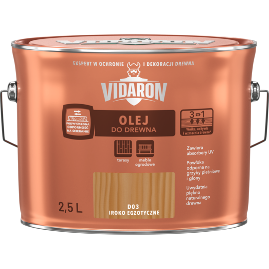 Олія для деревини Vidaron D03 ІРОКО ЕКЗОТИЧНЕ напівмат 2.5л