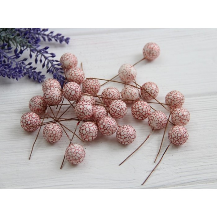 Ягідка на паличці "Мармурова", біла з червоним 400 шт.