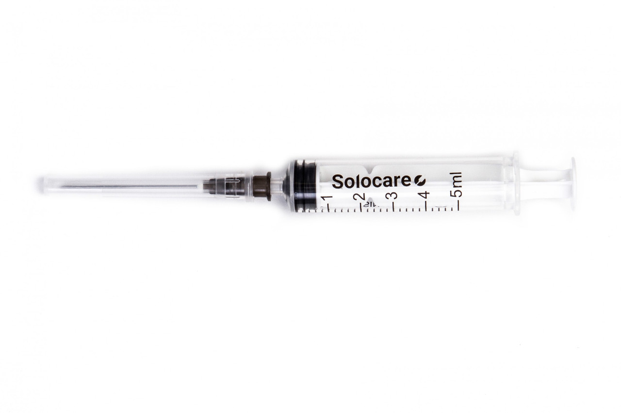 Шприц 3-х компонентний Solocare 5мол Luer-Lock з голкою 22G (100шт/уп)
