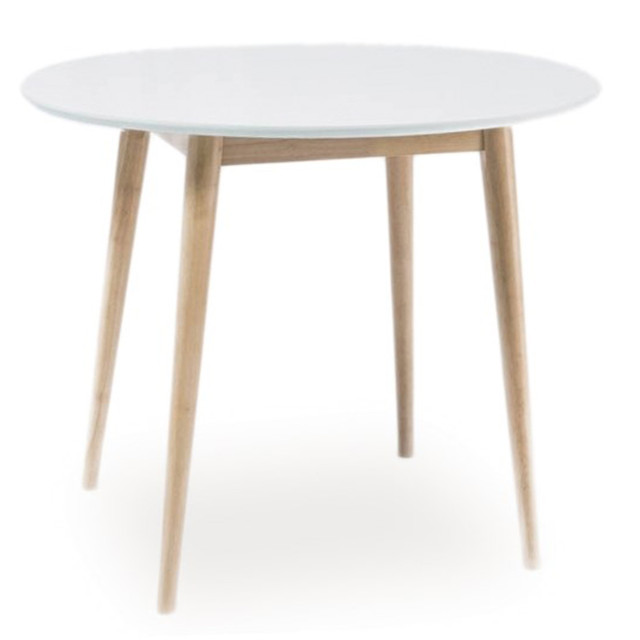 Круглий стіл для кухні Signal Larson 90см в скандинавському стилі дуб білений Польща Круглий стіл для кухні Signal Larson 90см в скандинавському стилі дуб білений Польща