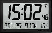 Часы настенные цифровые TFA + датчик температуры, 370x29x230 мм (60451001)