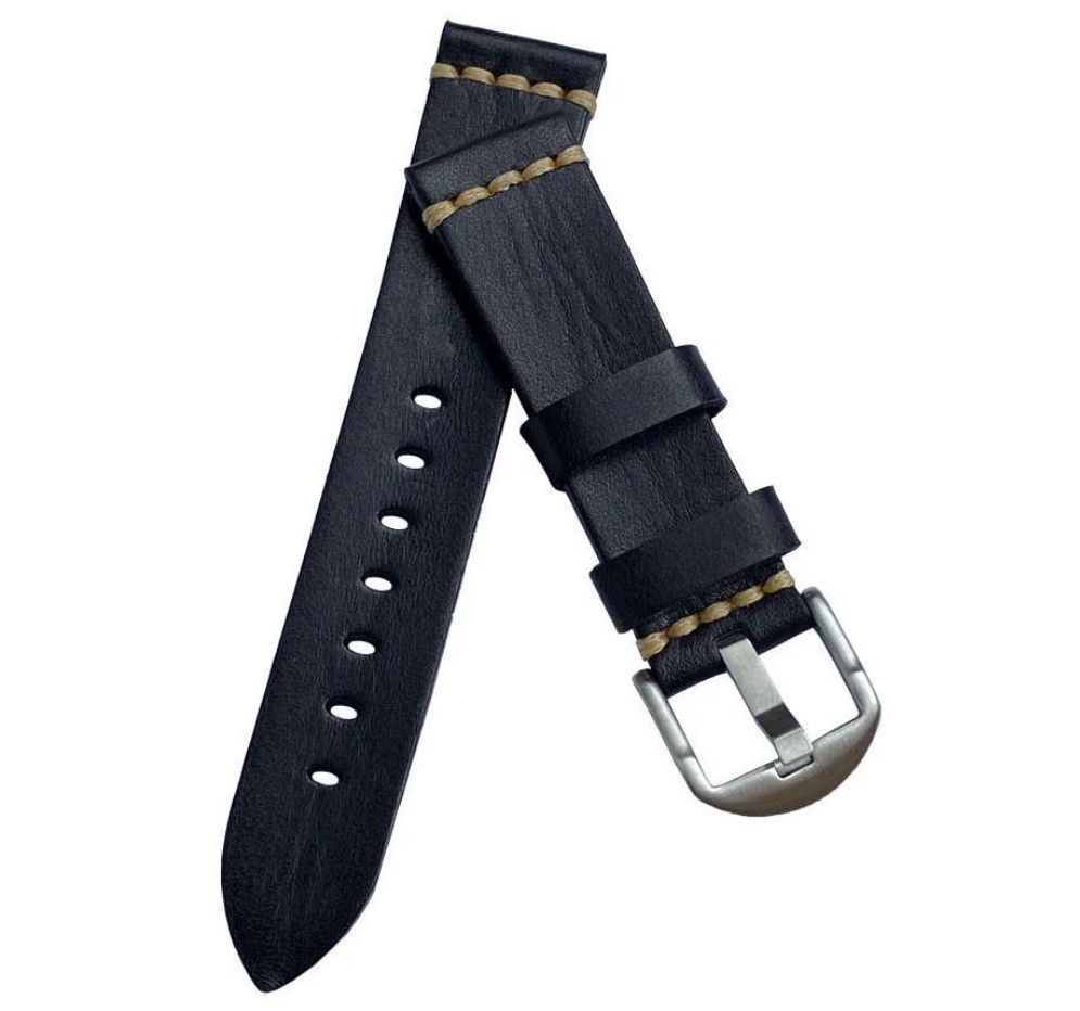 Шкіряний ремінець Primolux C052B Steel buckle для годинника Samsung Galaxy Watch 3 41mm (SM-R850) - Black
