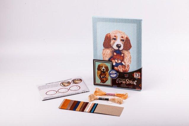 Вишивка хрестиком на канві "Cross stitch. Собака", на дерев'яній рамці VKB-02-03 G-Rich, фото 1
