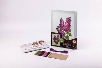 Вишивка хрестиком на канві "Cross stitch. Бузок", на дерев'яній рамці VKB-02-04 G-Rich