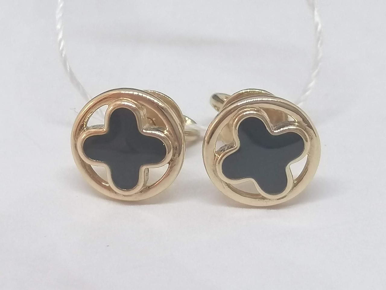 Золоті сережки-пуссети з емаллю. 210662, фото 1