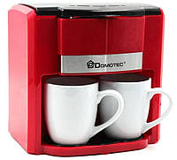 Кофеварка капельная Domotec MS-0705 с 2 чашками, красная