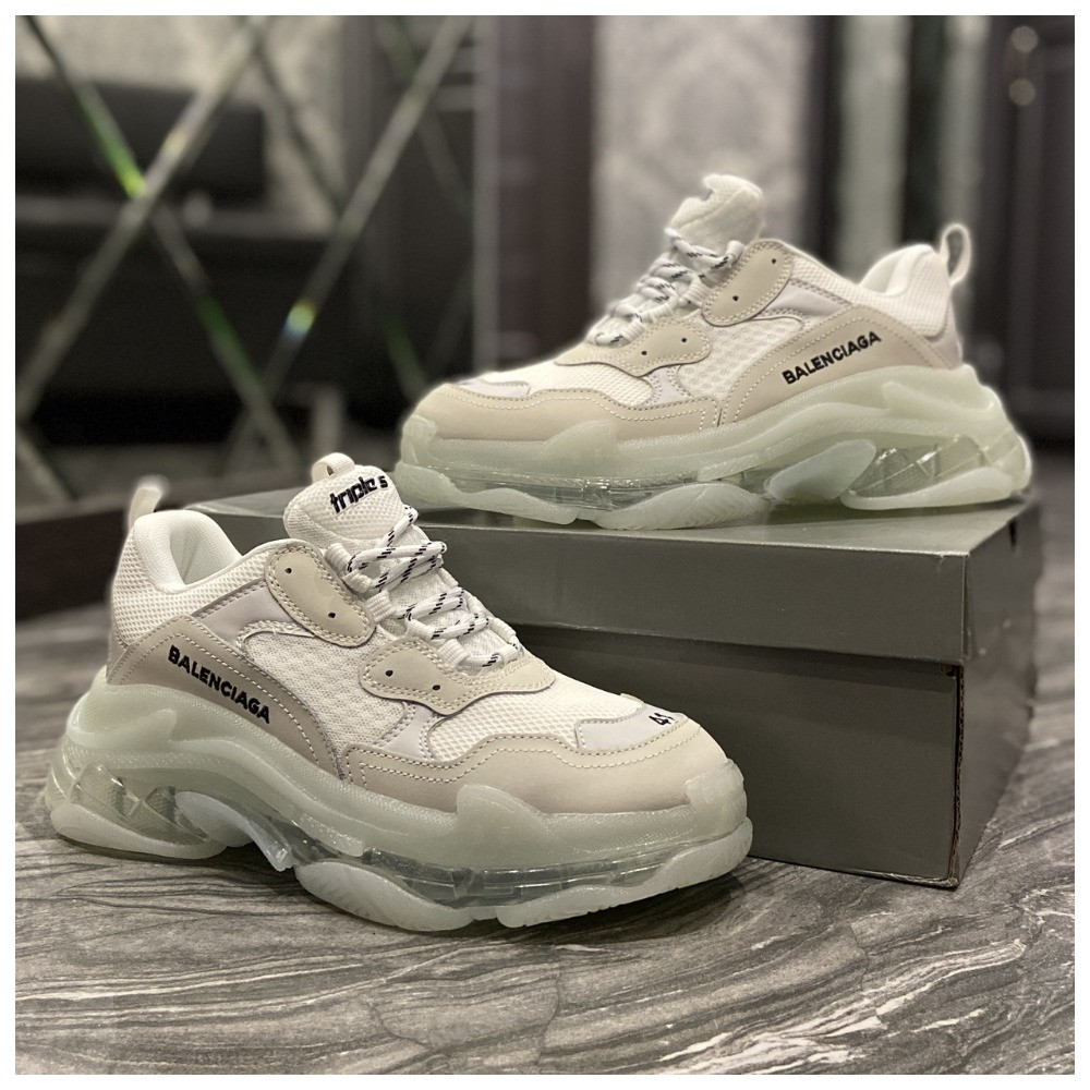Кросівки Balenciaga Triple S Clear Sole White Grey, кросівки баленсіага тріпл с, кросівки баленсияга, фото 1