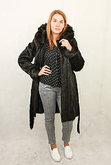 Шуба з хутра нутрії натуральна, колір шоколад