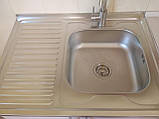 Кухонна мийка Platinum 8060 R Satin 0,6 мм накладна, фото 3