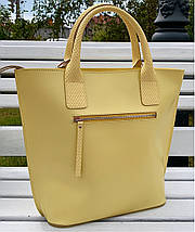 504 Натуральна шкіра Сумка жіноча шкіряна жовта формат А4 Сумка з натуральної шкіри лимонна, фото 3