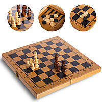 Шахматы, шашки, нарды 3 в 1 (29x29см) бамбуковые B-3116: Gsport