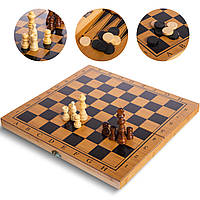 Шахматы, шашки, нарды 3 в 1 бамбуковые B-3135: Gsport