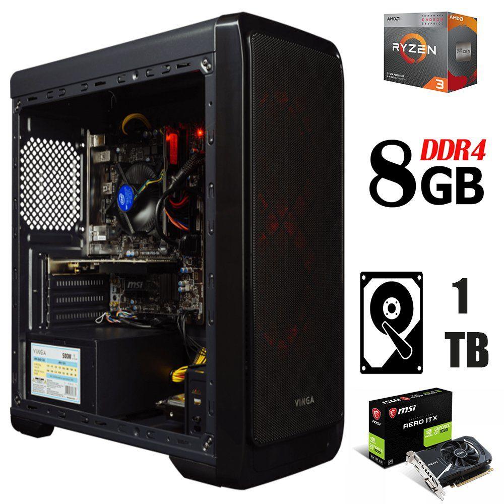 Vinga Smart Tower / AMD Ryzen 3 1200 (4 ядра по 3.1-3.4GHz) / 8GB DDR4 / 1000GB HDD / nVidia GeForce GT 1030
