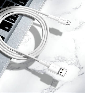 Кабель швидкої зарядки Baseus USB to Micro-USB 2.4A White, довжина - 100 см (CAMSW-02)