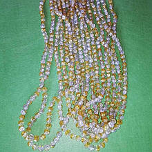 Намистини скляні "Бите скло" жовті діаметр 10 мм на нитці