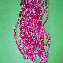 Намистини скляні "Бите скло" малинові діаметр 10 мм на нитці