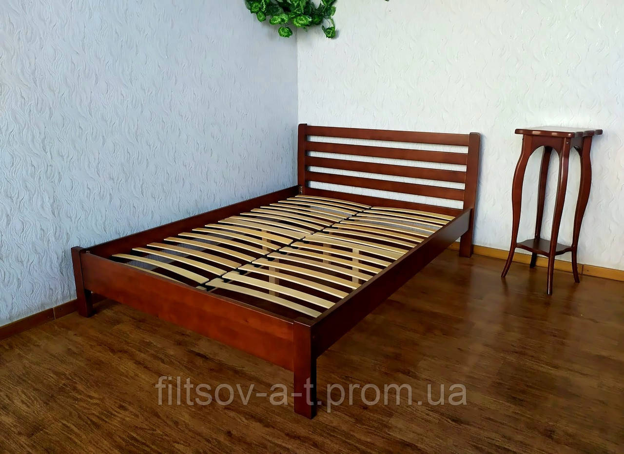 Ліжко двоспальне для спальні з масиву натурального дерева "Масу" від виробника