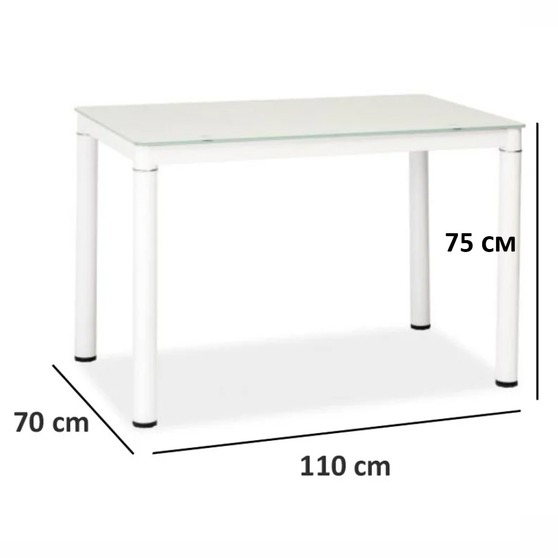 Кухонний скляний стіл Galant 110х70см білий прямокутний Польща, фото 1
