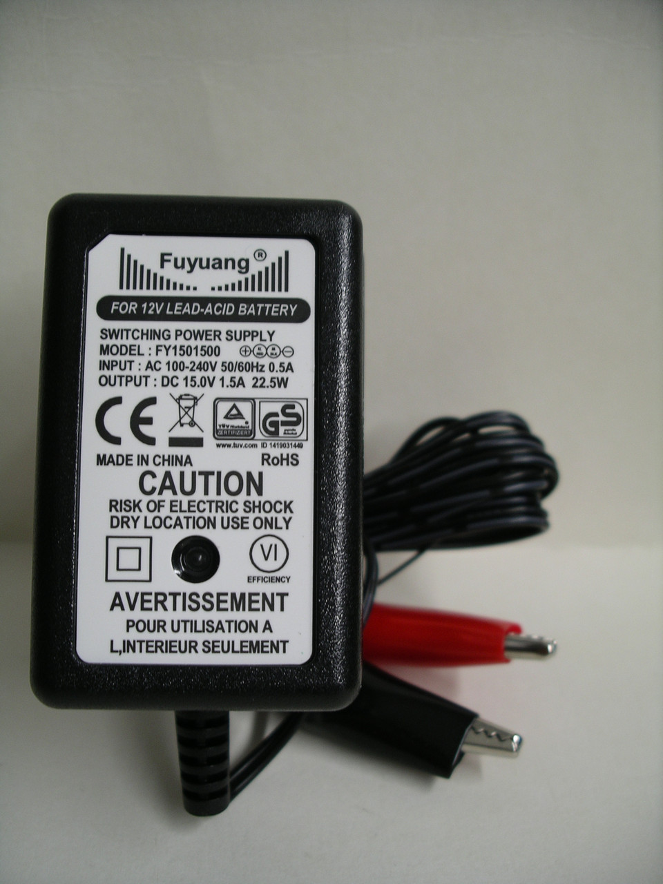 Зарядний пристрій Fuyuang 15 V 1.5 A для 12 V свинцево-кислотних SLA AGM, GEL акумуляторів