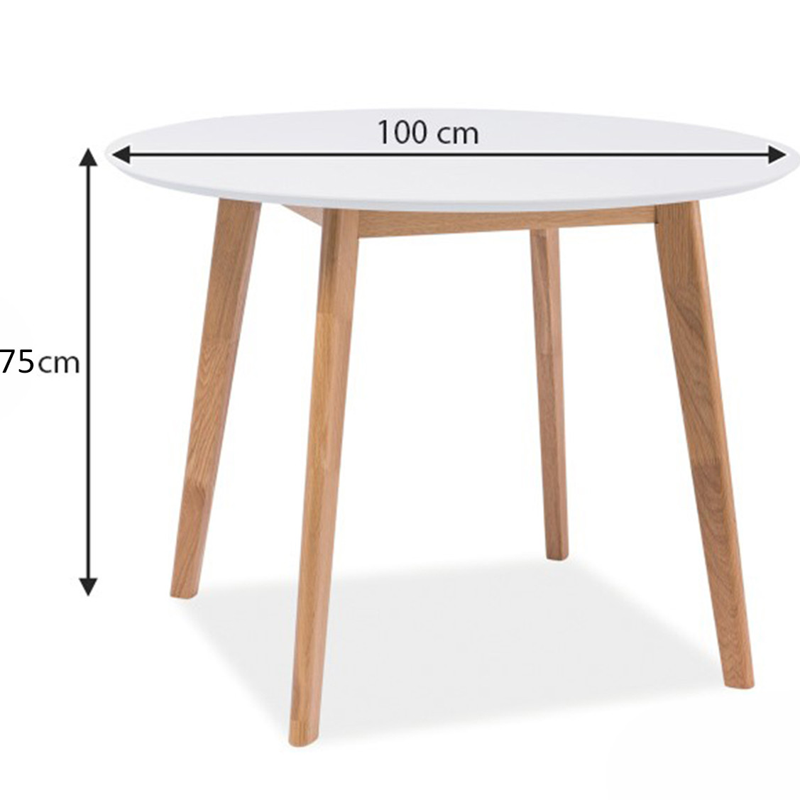 Білий круглий кухонний стіл Mosso II 100 см на дерев'яних ніжках у скандинавському стилі Польща, фото 1