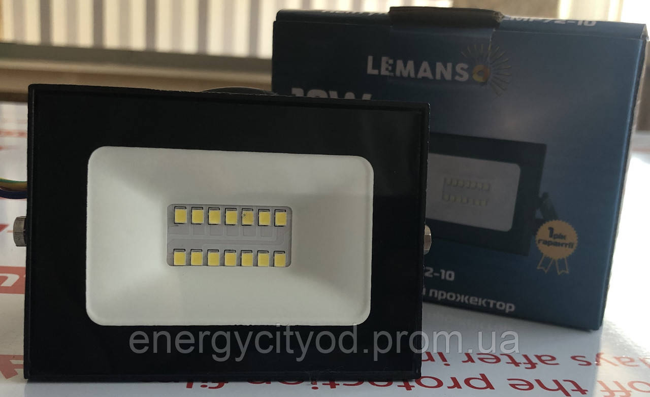 Прожектор LED 10w 6500K IP65 560LM LEMANSO "Нептун" чорний/LMP72-10