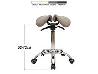 Ортопедичний стілець-сідло для майстра з розділеним сидінням Бежевий мод. 4008