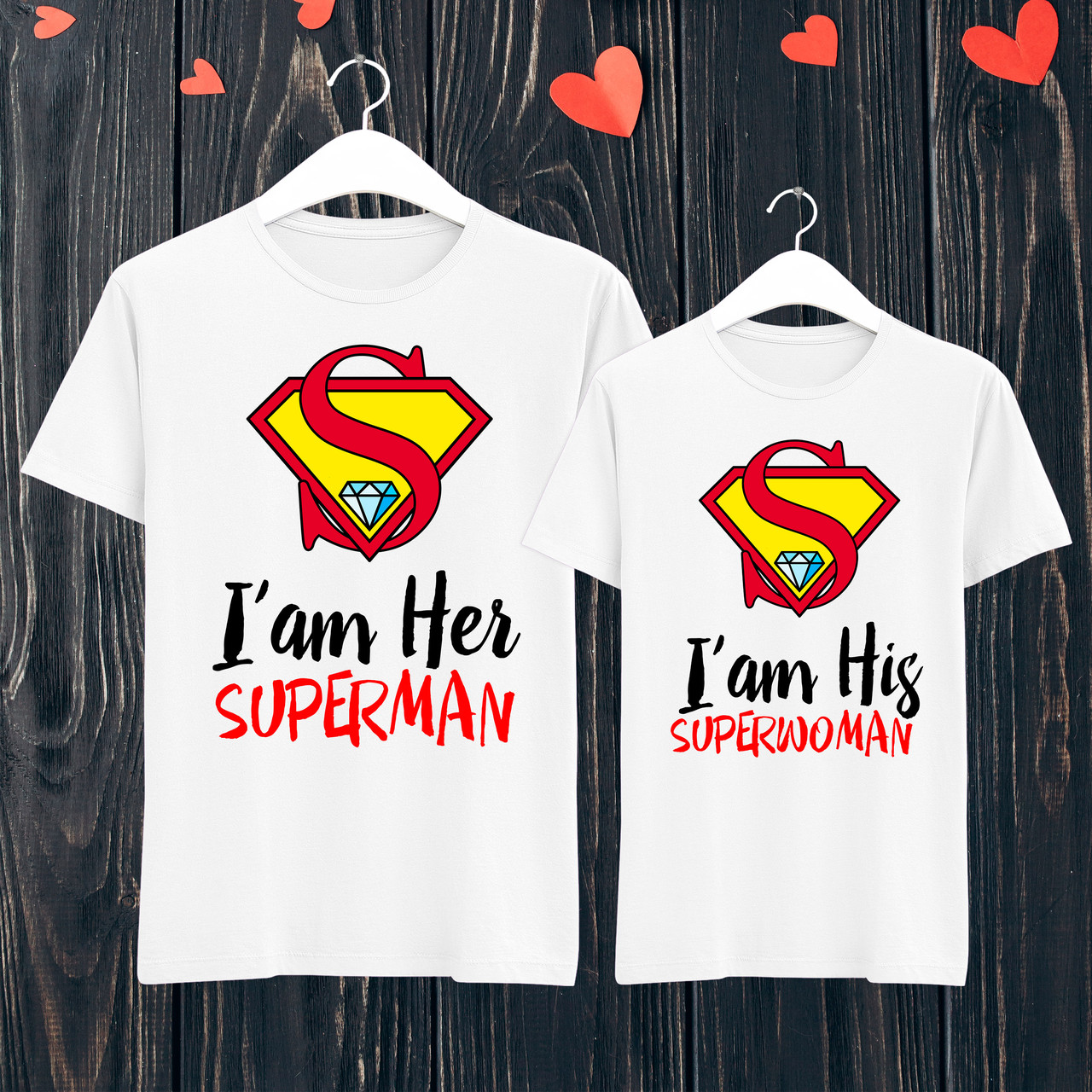 Парні футболки з принтом "I'am his superwoman/I'am her superman" L, Білий Push IT