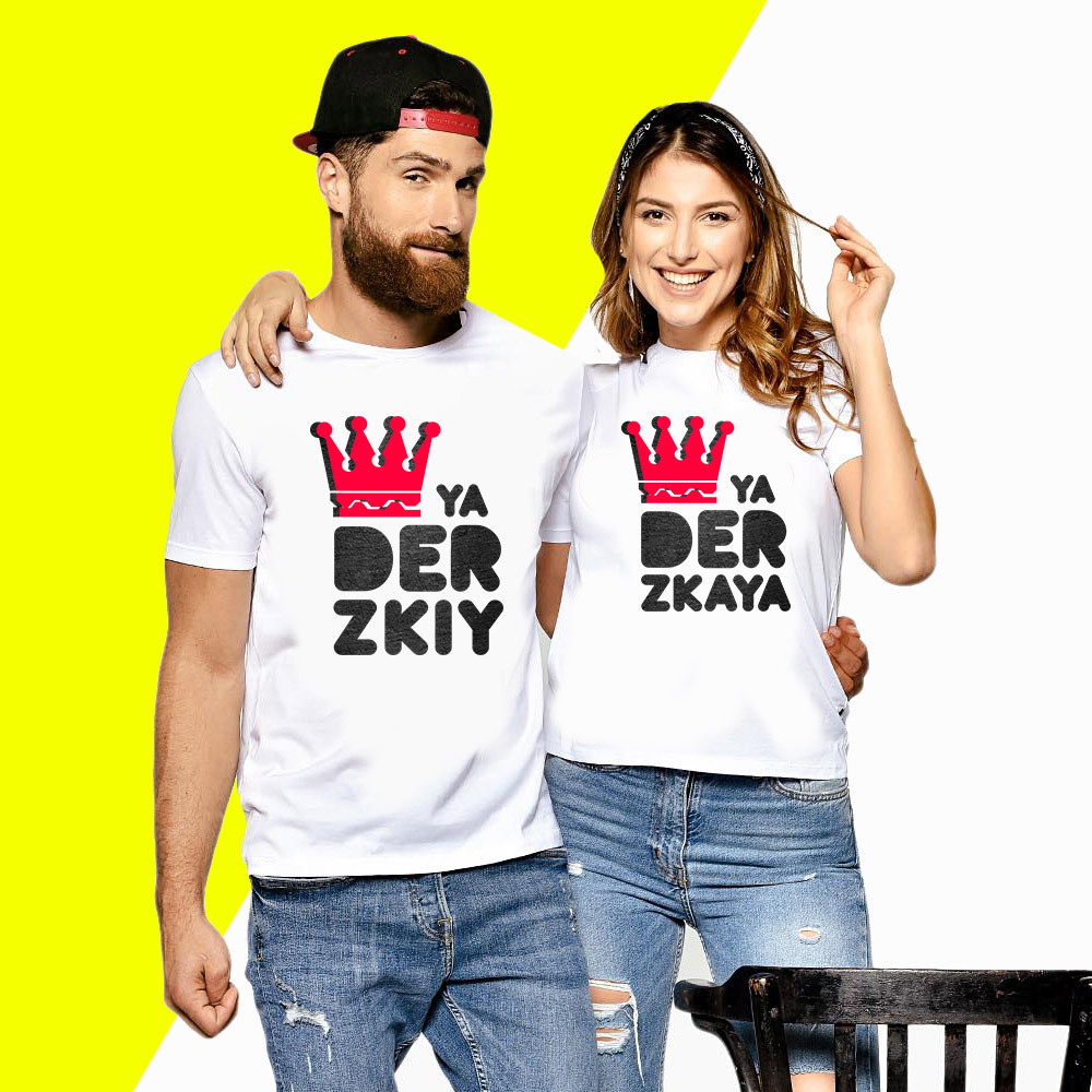 Парні футболки з написом "Ya derzkaya, Ya derzkiy" Push IT XS, Білий
