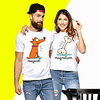 Парные футболки с принтом Собака и Кость "Magical magnetiom" Push IT XS, Белый