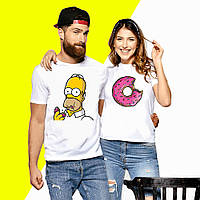 Парные футболки с принтом Пончик и Симпсон Push IT XS, Белый