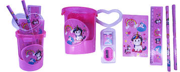 Набір для школяра настільний: лінійка, блокнот, точило, 2 чорнографітних олівця, гумка