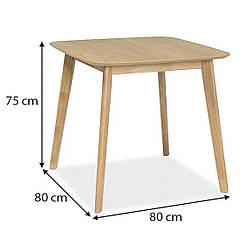 Квадратний обідній стіл Mosso III 80x80 см для кухні дуб в скандинавському стилі Польща