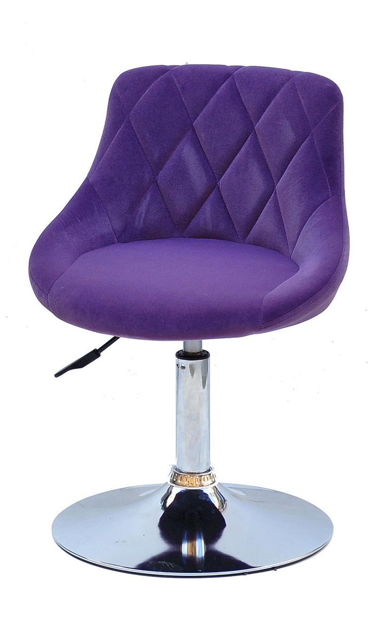 Стілець Foro (Форо) CH-Base пурпуровий 1013 велюр на круглій хромованій опорі, з регулюванням висоти, фото 1