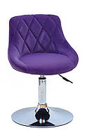 Стілець Foro (Форо) CH-Base пурпуровий 1013 велюр на круглій хромованій опорі, з регулюванням висоти, фото 2