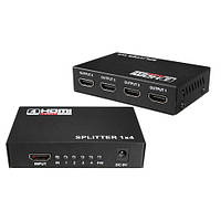 Сплітер HDMI 1x4, металевий корпус, 1080P 4K 3D, 1.4 V, DC 5V