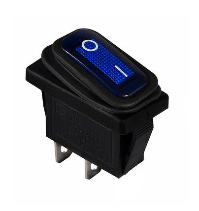 Перемикач KCD3-101WN BL/B 220V 1 кнопка синя вологозахисна із підсвічуванням Ny95500845, фото 1