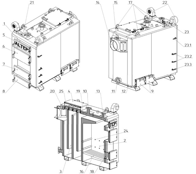 Конструкция Котла АЛЬТЕП TRIO 150 кВт Фото