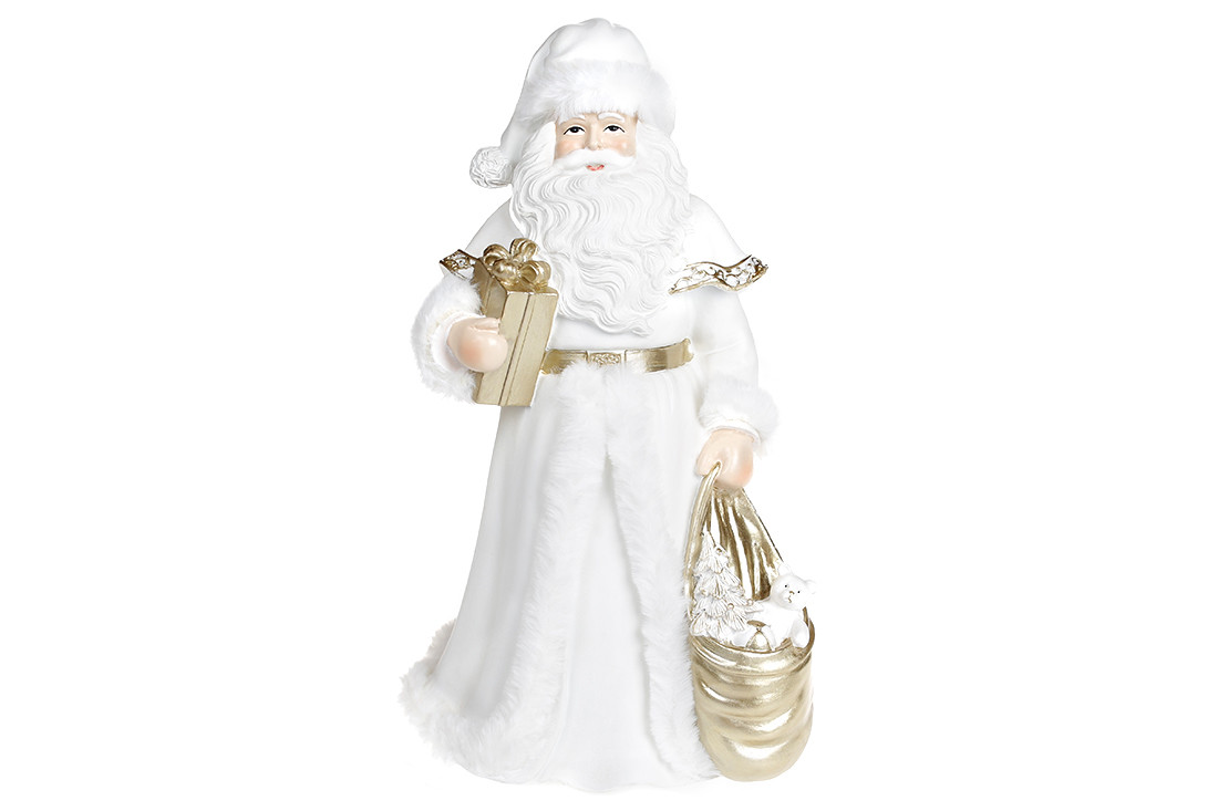 Декоративна статуетка Санта, 31 см, колір — білий із шампаню (890-114)