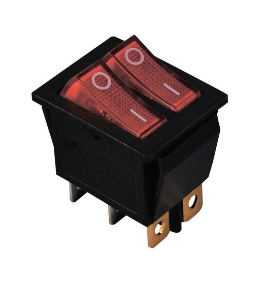 Перемикач KCD2-2101N R+R/B 220V 2 клавіші червона з підсвічуванням Ny95500810