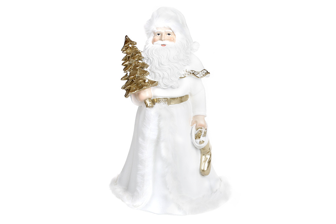 Декоративна статуетка Санта, 23 см, колір — білий із шампаню (890-115)