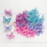 Метелик шифоновий двошаровий зі стразами ЗЕЛЕНИЙ, 4.3х3.2 см, 1 шт, фото 5