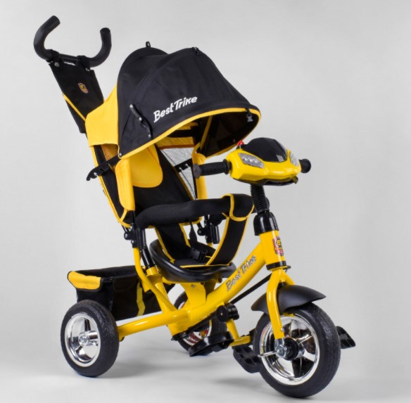 Велосипед Best Trike 6588 — 21-909 С ФАРЯКЕ світло та звуки ЖІЛТИЙ сталева рама, колеса піна