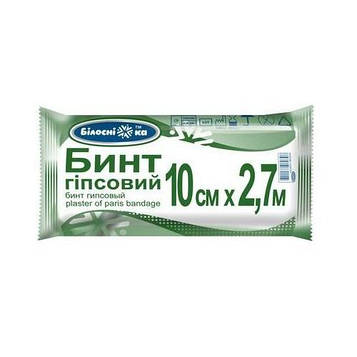 Бинт гіпсовий 10 см х 2,7 м ТМ Білосніжка