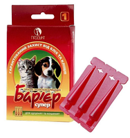 Бар'єр Супер Краплі від бліх та кліщів для цуценят і кошенят, 1 ампула (0,5 мл)