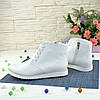 Черевики жіночі білі шкіряні на шнурівці, потовщена підошва, фото 3