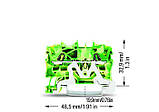 2002-1207 WAGO Клемма прохідна заземлювальна, пружинний затискач, 2,5 мм2, жовто-зеленого кольору, CAGE CLAMP, фото 3